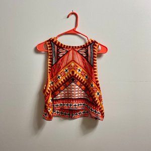 Silky tribal print flowy crop tank